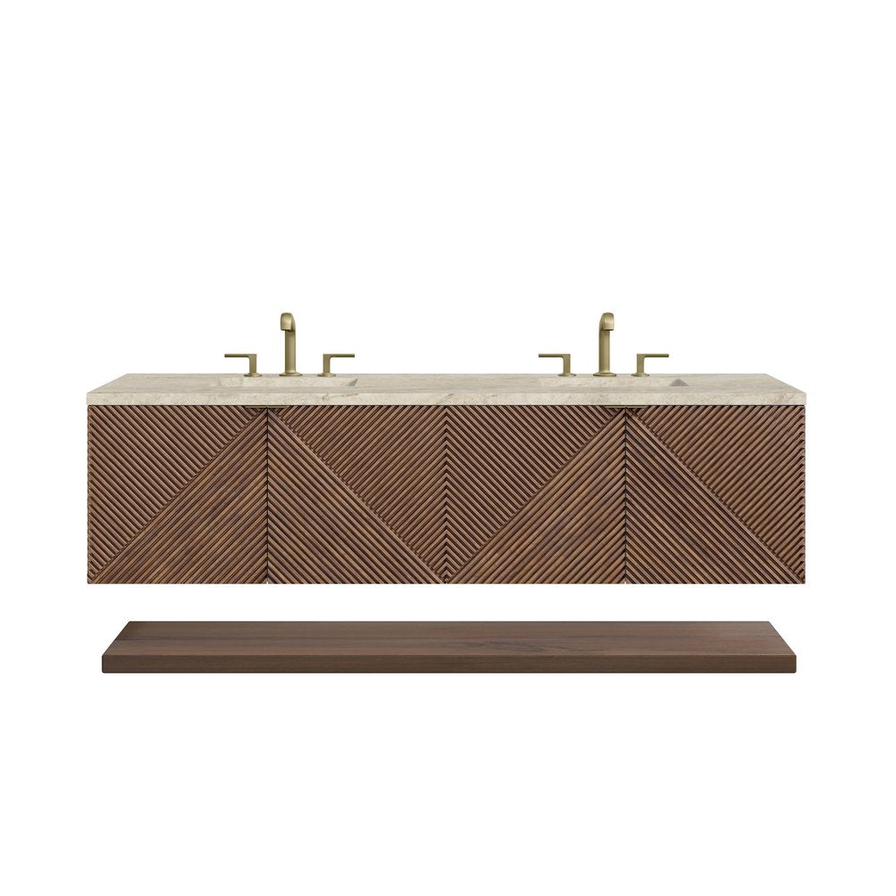 James Martin - Marcello 72" Double Vanity, Chestnut, w/ 3 CM Tajnar Eclos Top - D200-V72-CSN-3TJR view 1