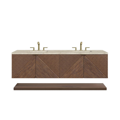 James Martin - Marcello 72" Double Vanity, Chestnut, w/ 3 CM Tajnar Eclos Top - D200-V72-CSN-3TJR view 1