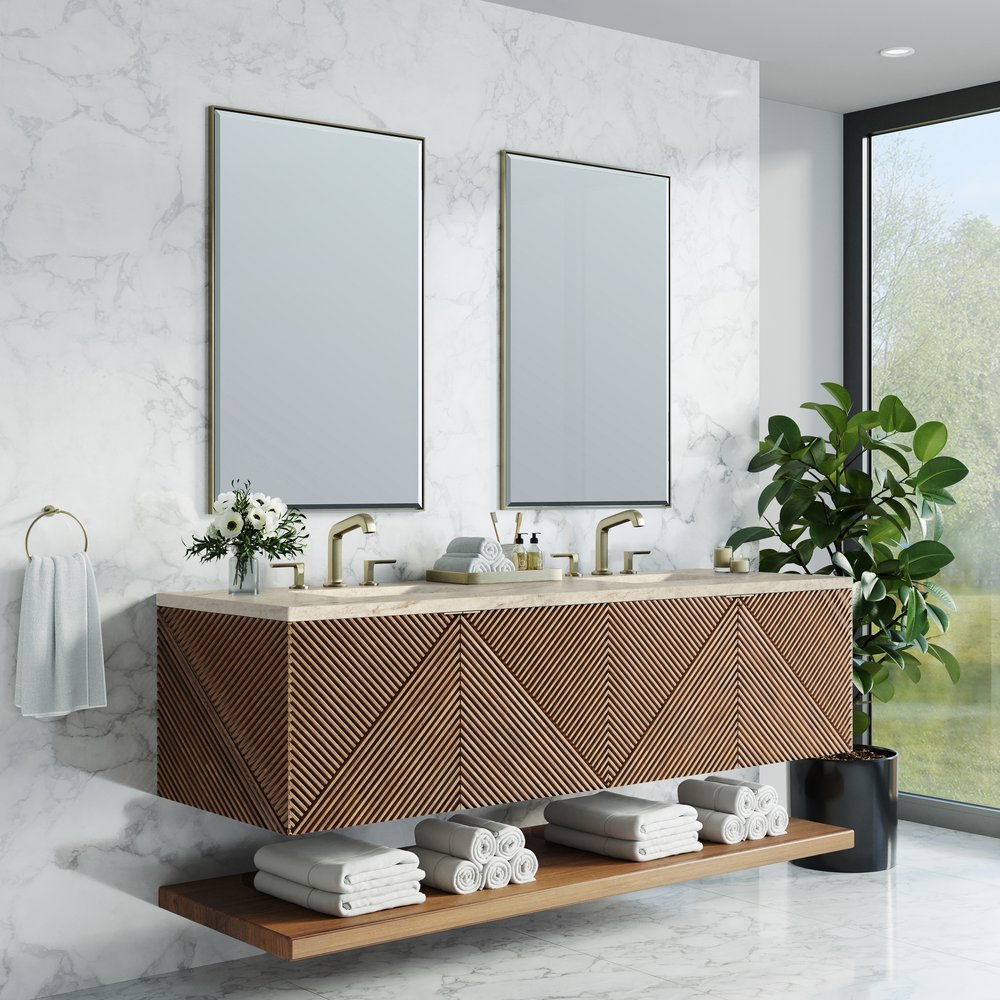 James Martin - Marcello 72" Double Vanity, Chestnut, w/ 3 CM Tajnar Eclos Top w/FreePower Wireless Charger - D200-V72-CSN-FTJR view 3