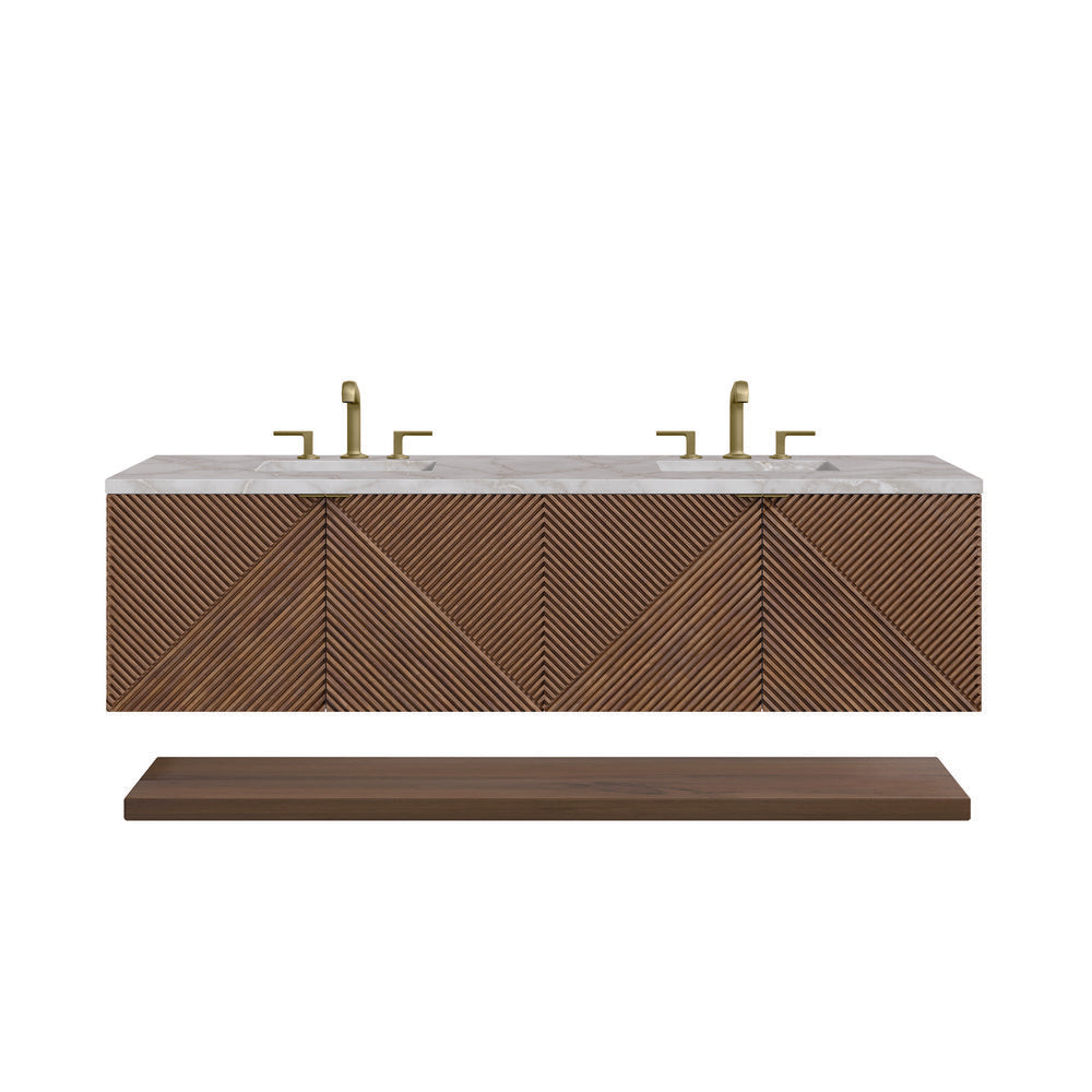 James Martin - Marcello 72" Double Vanity, Chestnut w/ 3 CM Victorian Silver Top w/FreePower Wireless Charger - D200-V72-CSN-FVSL view 1