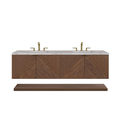 James Martin - Marcello 72" Double Vanity, Chestnut w/ 3 CM Victorian Silver Top w/FreePower Wireless Charger - D200-V72-CSN-FVSL view 1