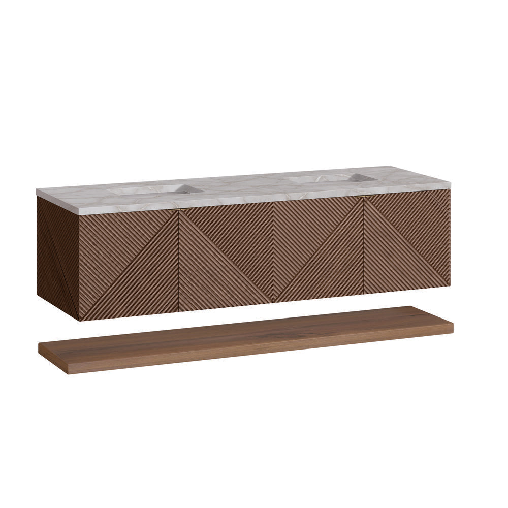 James Martin - Marcello 72" Double Vanity, Chestnut w/ 3 CM Victorian Silver Top w/FreePower Wireless Charger - D200-V72-CSN-FVSL view 7
