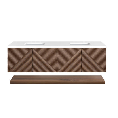 James Martin - Marcello 72" Double Vanity, Chestnut w/ 3 CM White Zeus Top - D200-V72-CSN-3WZ view 1
