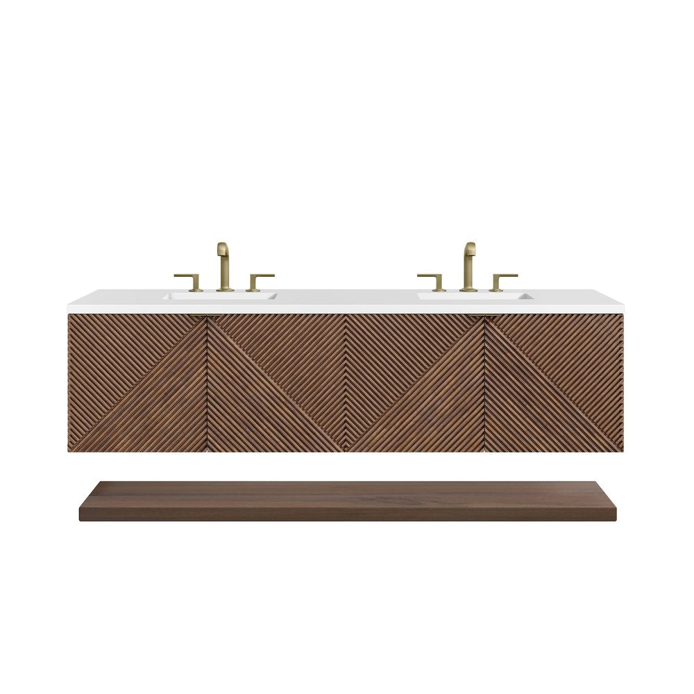 James Martin - Marcello 72" Double Vanity, Chestnut w/ 3 CM White Zeus Top - D200-V72-CSN-3WZ view 2