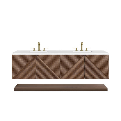 James Martin - Marcello 72" Double Vanity, Chestnut w/ 3 CM White Zeus Top - D200-V72-CSN-3WZ view 2
