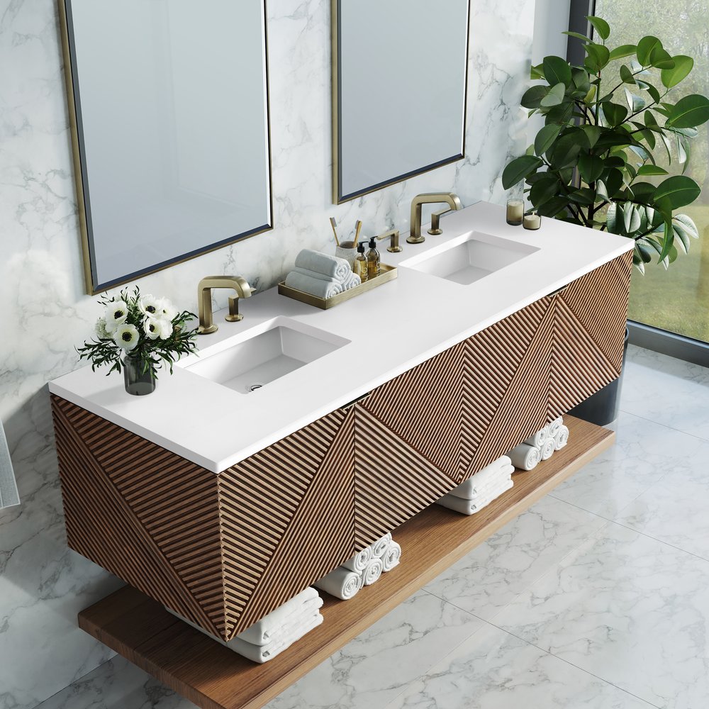 James Martin - Marcello 72" Double Vanity, Chestnut w/ 3 CM White Zeus Top - D200-V72-CSN-3WZ view 6