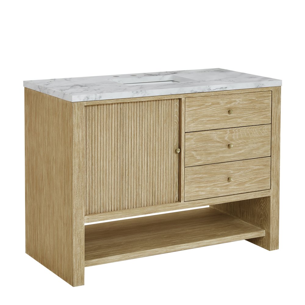 James Martin - Marigot 48" Single Vanity, Sunwashed Oak w/ 3 CM Carrara White Marble Top - D404-V48-SWO-3CAR view 10