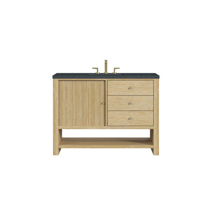 James Martin - Marigot 48" Single Vanity, Sunwashed Oak w/ 3 CM Charcoal Soapstone Silestone Top - D404-V48-SWO-3CSP view 1