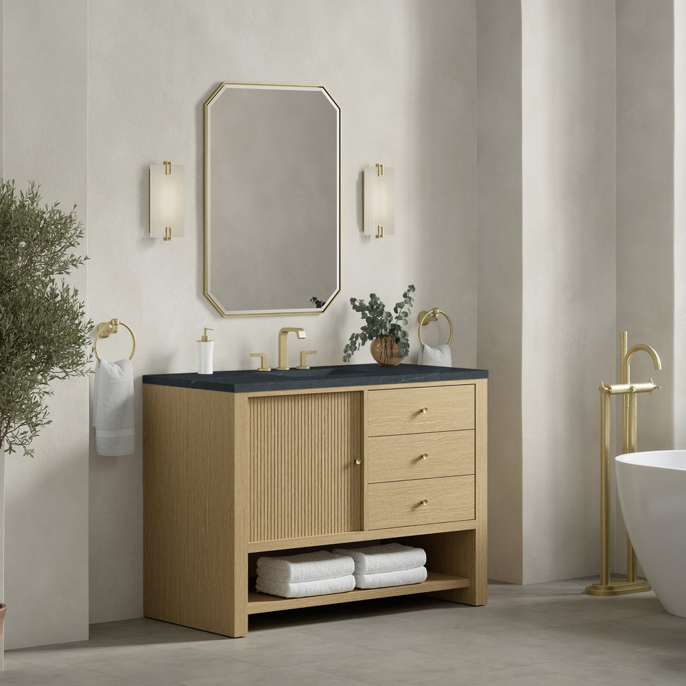 James Martin - Marigot 48" Single Vanity, Sunwashed Oak w/ 3 CM Charcoal Soapstone Silestone Top - D404-V48-SWO-3CSP view 4