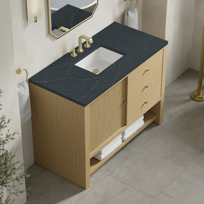 James Martin - Marigot 48" Single Vanity, Sunwashed Oak w/ 3 CM Charcoal Soapstone Silestone Top - D404-V48-SWO-3CSP view 7