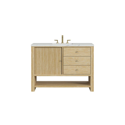 James Martin - Marigot 48" Single Vanity, Sunwashed Oak w/ 3 CM Ethereal Noctis Silestone Top - D404-V48-SWO-3ENC view 1