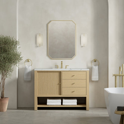 James Martin - Marigot 48" Single Vanity, Sunwashed Oak w/ 3 CM Ethereal Noctis Silestone Top w/ FreePower Wireless Charger - D404-V48-SWO-FENC view 3