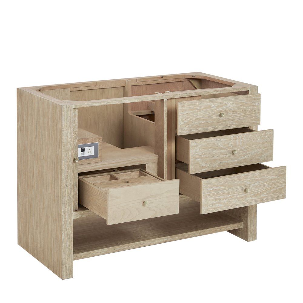 James Martin - Marigot 48" Single Vanity, Sunwashed Oak w/ 3 CM Ethereal Noctis Silestone Top w/ FreePower Wireless Charger - D404-V48-SWO-FENC view 9