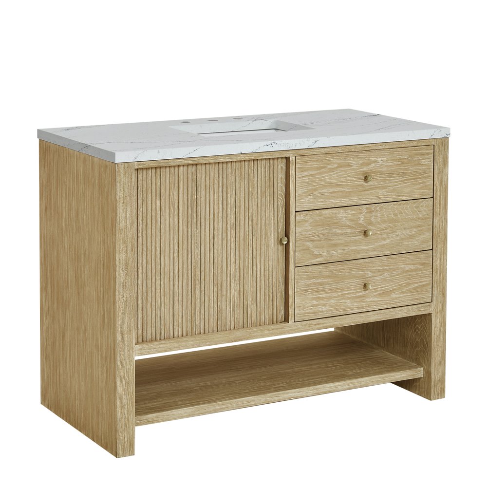James Martin - Marigot 48" Single Vanity, Sunwashed Oak w/ 3 CM Ethereal Noctis Silestone Top w/ FreePower Wireless Charger - D404-V48-SWO-FENC view 12