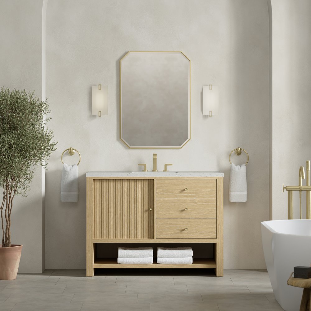 James Martin - Marigot 48" Single Vanity, Sunwashed Oak w/ 3 CM Lime Delight Silestone Top - D404-V48-SWO-3LDL view 3