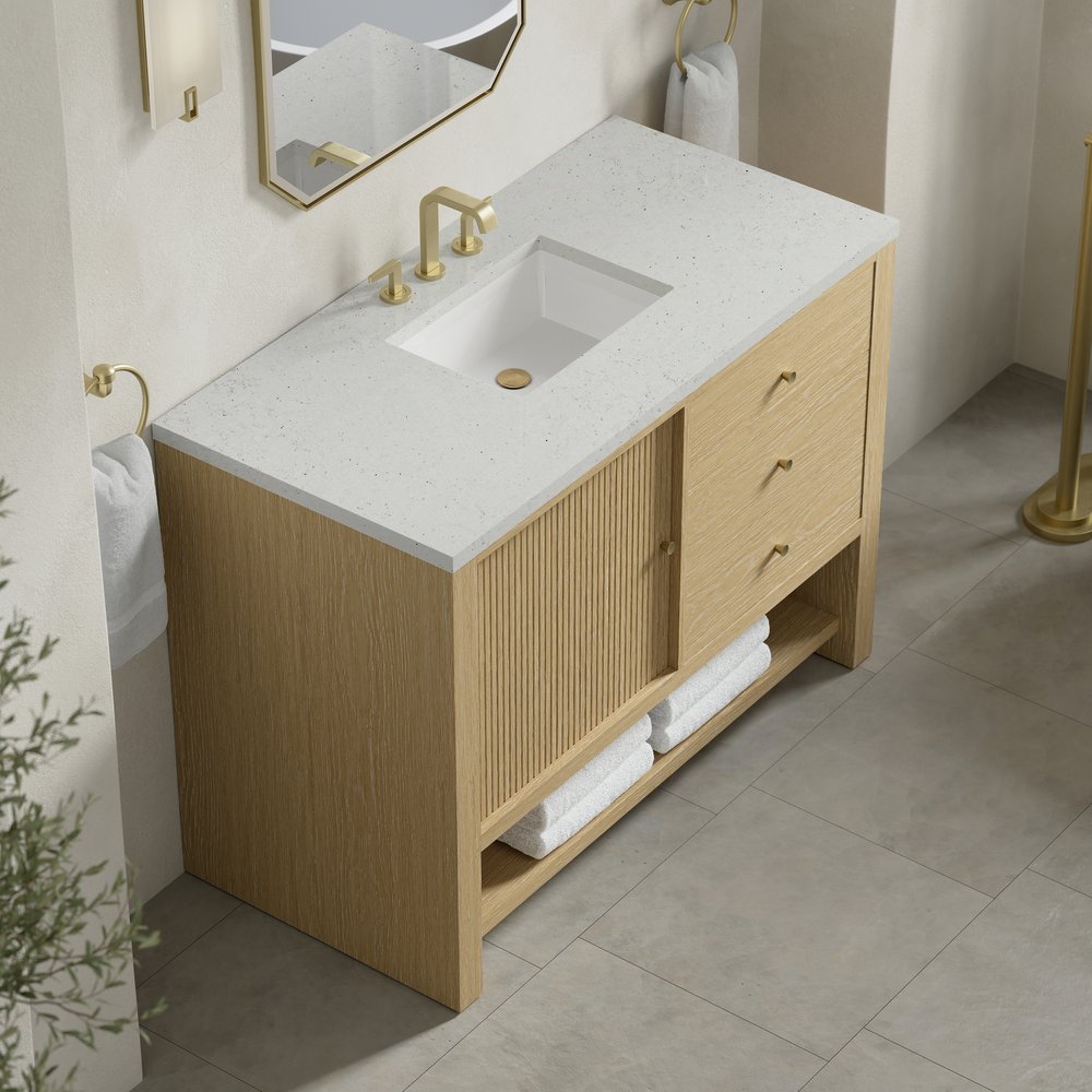James Martin - Marigot 48" Single Vanity, Sunwashed Oak w/ 3 CM Lime Delight Silestone Top - D404-V48-SWO-3LDL view 7