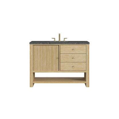 James Martin - Marigot 48" Single Vanity, Sunwashed Oak w/ 3 CM Parisien Bleu Silestone Top - D404-V48-SWO-3PBL view 1