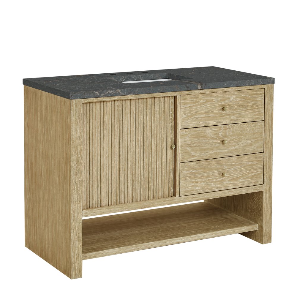 James Martin - Marigot 48" Single Vanity, Sunwashed Oak w/ 3 CM Parisien Bleu Silestone Top w/ FreePower Wireless Charger - D404-V48-SWO-FPBL view 12
