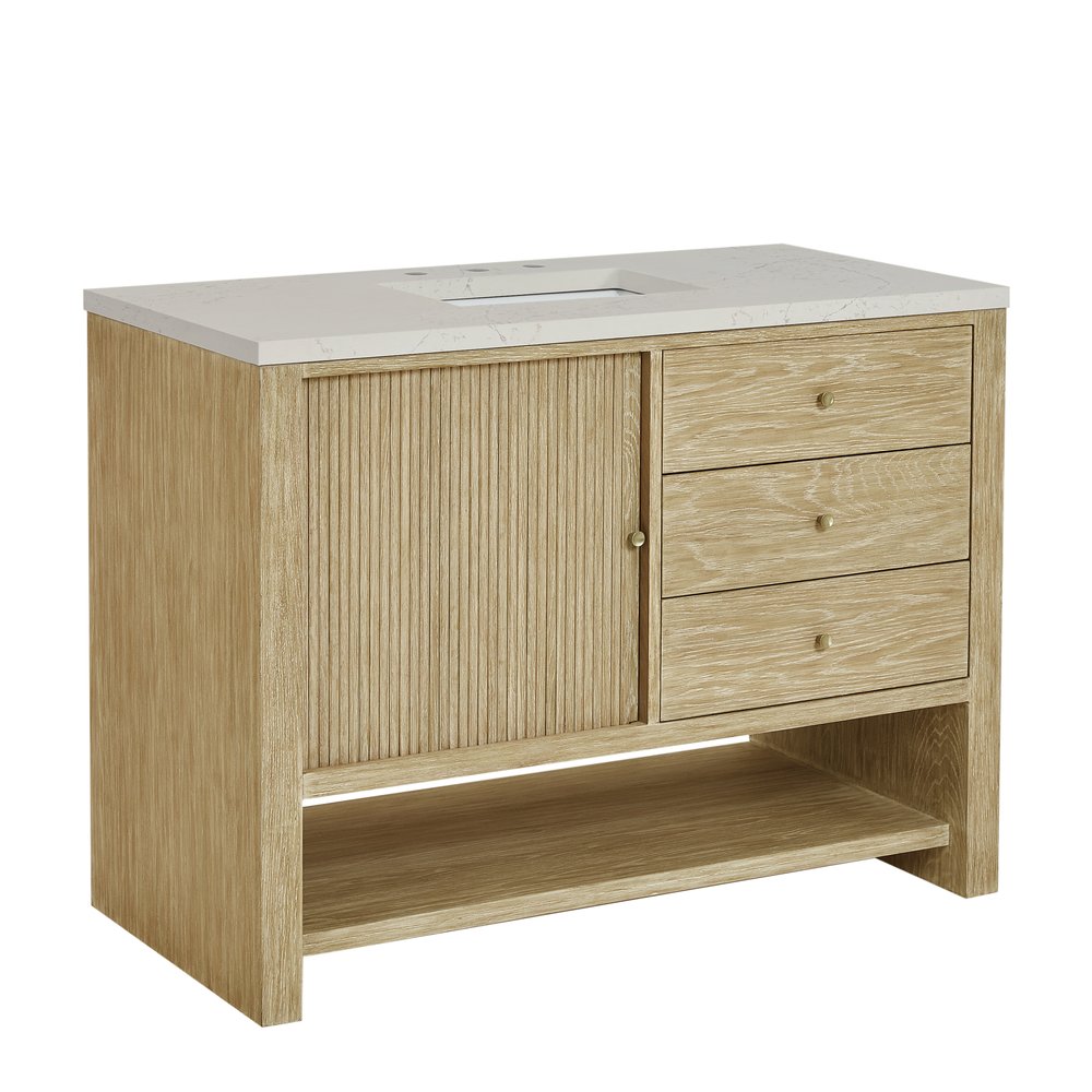 James Martin - Marigot 48" Single Vanity, Sunwashed Oak, w/ 3 CM Siberian Silestone Top - D404-V48-SWO-3SFR view 11