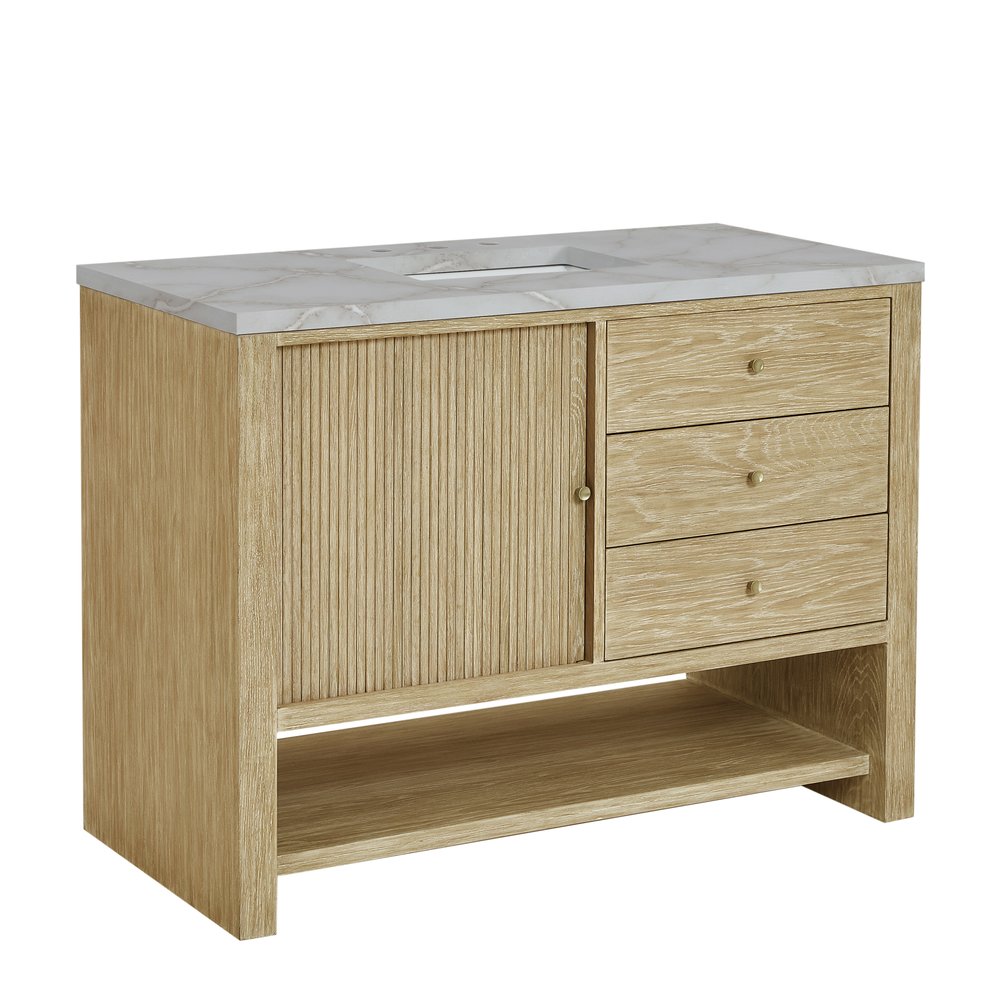 James Martin - Marigot 48" Single Vanity, Sunwashed Oak w/ 3 CM Victorian Silver Silestone Top - D404-V48-SWO-3VSL view 11