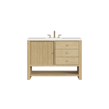 James Martin - Marigot 48" Single Vanity, Sunwashed Oak w/ 3 CM White Zeus Silestone Top - D404-V48-SWO-3WZ view 1