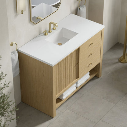 James Martin - Marigot 48" Single Vanity, Sunwashed Oak w/ 3 CM White Zeus Silestone Top - D404-V48-SWO-3WZ view 7