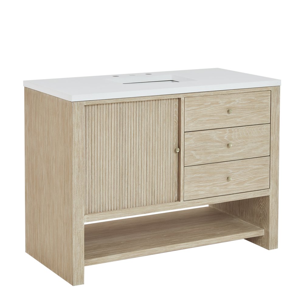 James Martin - Marigot 48" Single Vanity, Sunwashed Oak w/ 3 CM White Zeus Silestone Top - D404-V48-SWO-3WZ view 11