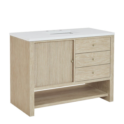 James Martin - Marigot 48" Single Vanity, Sunwashed Oak w/ 3 CM White Zeus Silestone Top - D404-V48-SWO-3WZ view 11