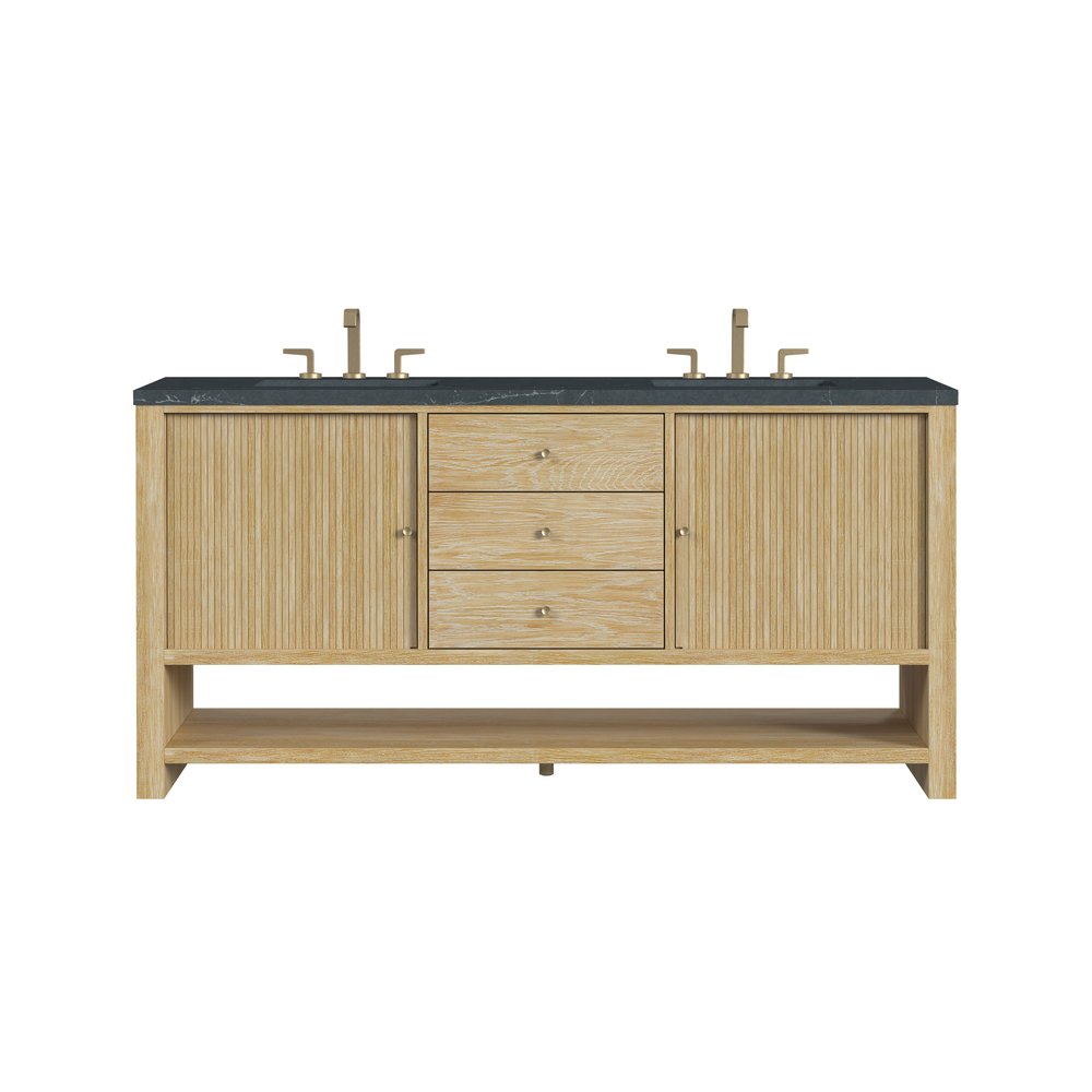 James Martin - Marigot 72" Double Vanity, Sunwashed Oak w/ 3 CM Charcoal Soapstone Silestone Top - D404-V72-SWO-3CSP view 1