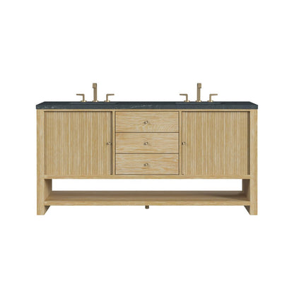 James Martin - Marigot 72" Double Vanity, Sunwashed Oak w/ 3 CM Charcoal Soapstone Silestone Top - D404-V72-SWO-3CSP view 1