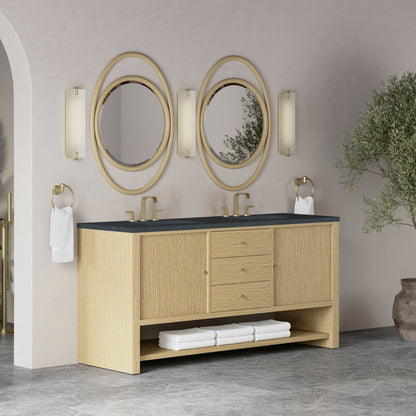 James Martin - Marigot 72" Double Vanity, Sunwashed Oak w/ 3 CM Charcoal Soapstone Silestone Top - D404-V72-SWO-3CSP view 4