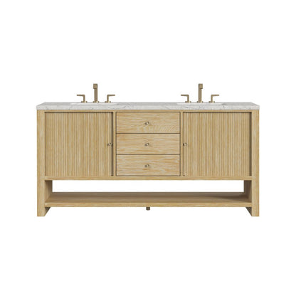 James Martin - Marigot 72" Double Vanity, Sunwashed Oak w/ 3 CM Eternal Jasmine Pearl Silestone Top - D404-V72-SWO-3EJP view 1