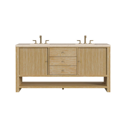 James Martin - Marigot 72" Double Vanity, Sunwashed Oak w/ 3 CM Eternal Marfil Silestone Top - D404-V72-SWO-3EMR view 1