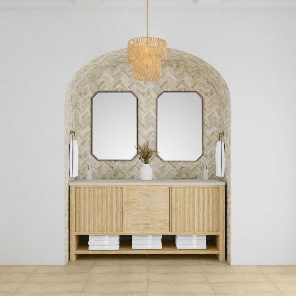 James Martin - Marigot 72" Double Vanity, Sunwashed Oak w/ 3 CM Eternal Marfil Silestone Top - D404-V72-SWO-3EMR view 3