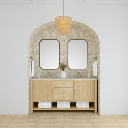 James Martin - Marigot 72" Double Vanity, Sunwashed Oak w/ 3 CM Eternal Marfil Silestone Top - D404-V72-SWO-3EMR view 3