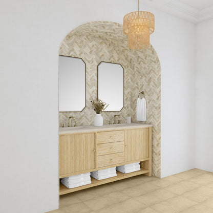James Martin - Marigot 72" Double Vanity, Sunwashed Oak w/ 3 CM Eternal Marfil Silestone Top - D404-V72-SWO-3EMR view 4