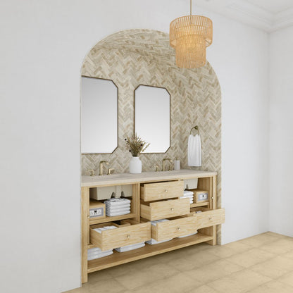 James Martin - Marigot 72" Double Vanity, Sunwashed Oak w/ 3 CM Eternal Marfil Silestone Top - D404-V72-SWO-3EMR view 5