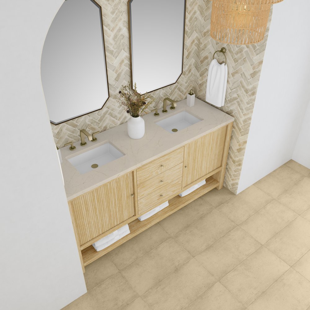 James Martin - Marigot 72" Double Vanity, Sunwashed Oak w/ 3 CM Eternal Marfil Silestone Top - D404-V72-SWO-3EMR view 7