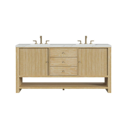 James Martin - Marigot 72" Double Vanity, Sunwashed Oak w/ 3 CM Ethereal Noctis Silestone Top - D404-V72-SWO-3ENC view 1