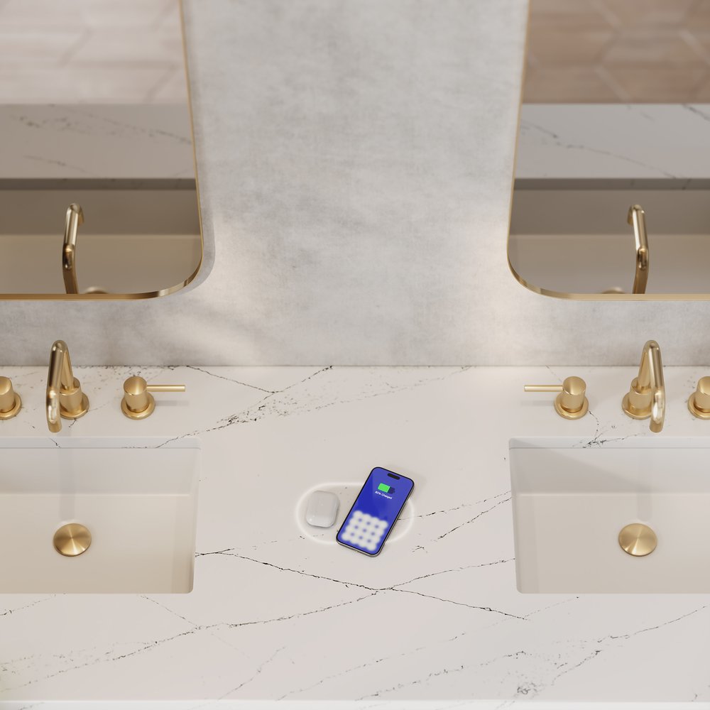 James Martin - Marigot 72" Double Vanity, Sunwashed Oak w/ 3 CM Ethereal Noctis Silestone Top w/ FreePower Wireless Charger - D404-V72-SWO-FENC view 2