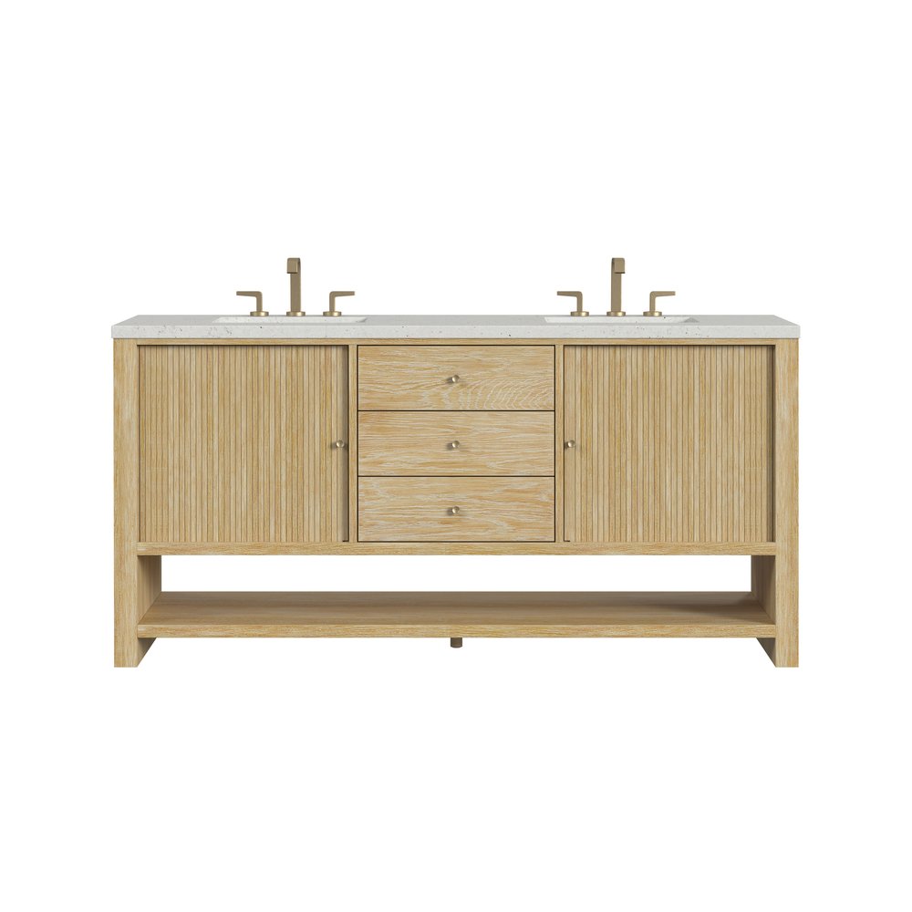 James Martin - Marigot 72" Double Vanity, Sunwashed Oak w/ 3 CM Lime Delight Silestone Top - D404-V72-SWO-3LDL view 1