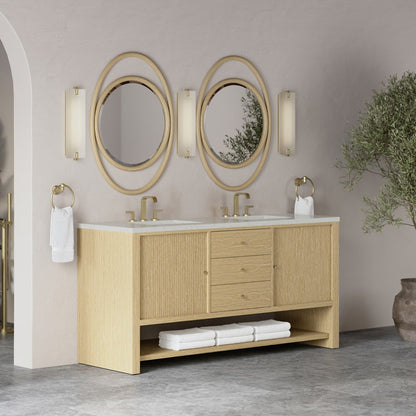 James Martin - Marigot 72" Double Vanity, Sunwashed Oak w/ 3 CM Lime Delight Silestone Top - D404-V72-SWO-3LDL view 4
