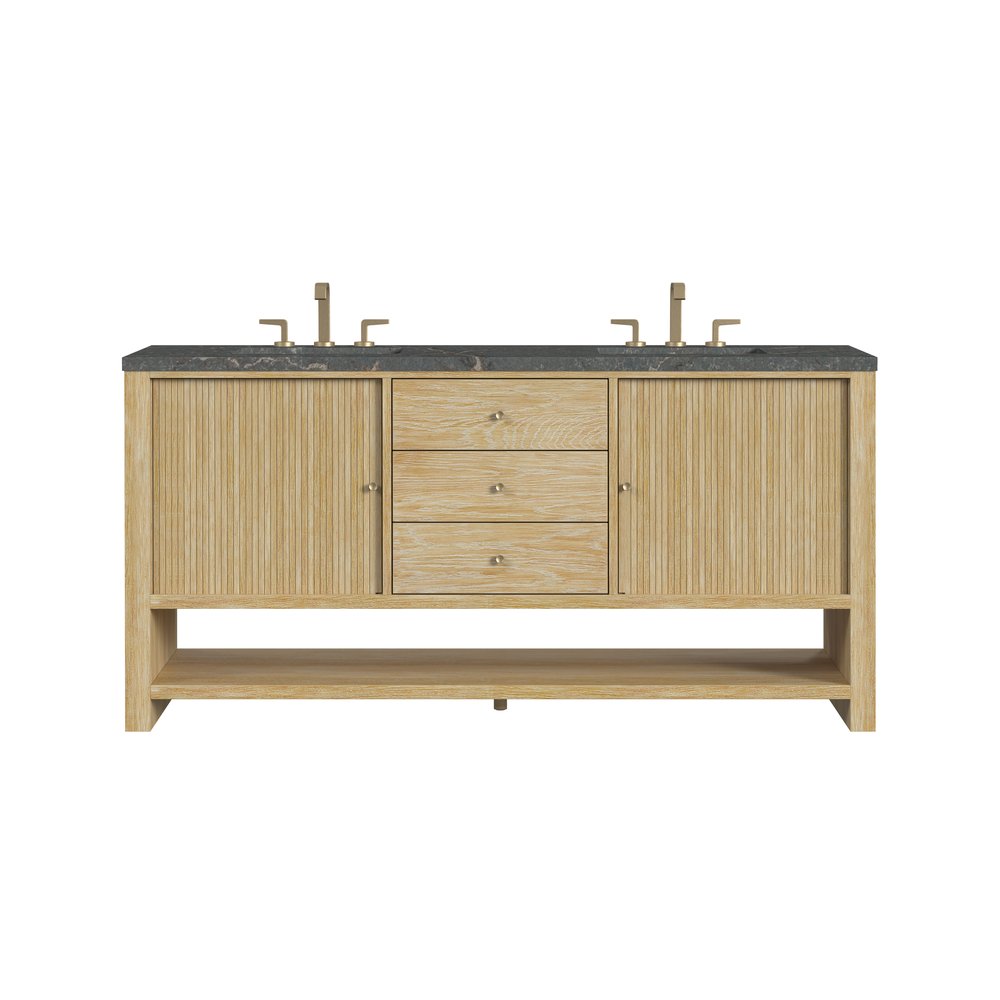James Martin - Marigot 72" Double Vanity, Sunwashed Oak w/ 3 CM Parisien Bleu Silestone Top - D404-V72-SWO-3PBL view 1