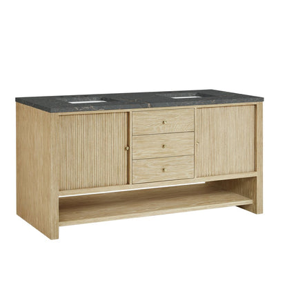 James Martin - Marigot 72" Double Vanity, Sunwashed Oak w/ 3 CM Parisien Bleu Silestone Top - D404-V72-SWO-3PBL view 11
