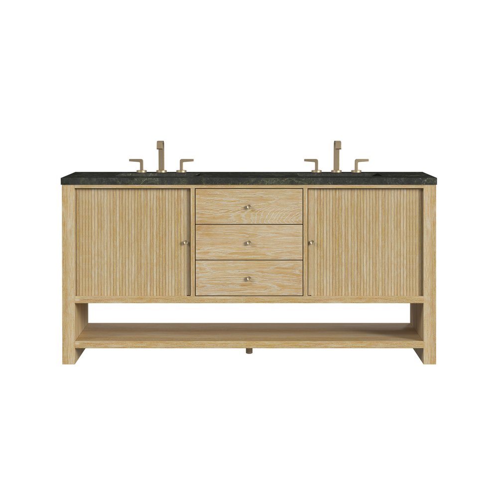 James Martin - Marigot 72" Double Vanity, Sunwashed Oak, w/ 3 CM Phantome Eclos Top - D404-V72-SWO-3PHT view 1