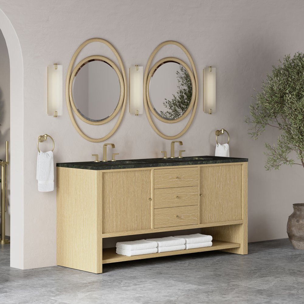 James Martin - Marigot 72" Double Vanity, Sunwashed Oak, w/ 3 CM Phantome Eclos Top - D404-V72-SWO-3PHT view 4