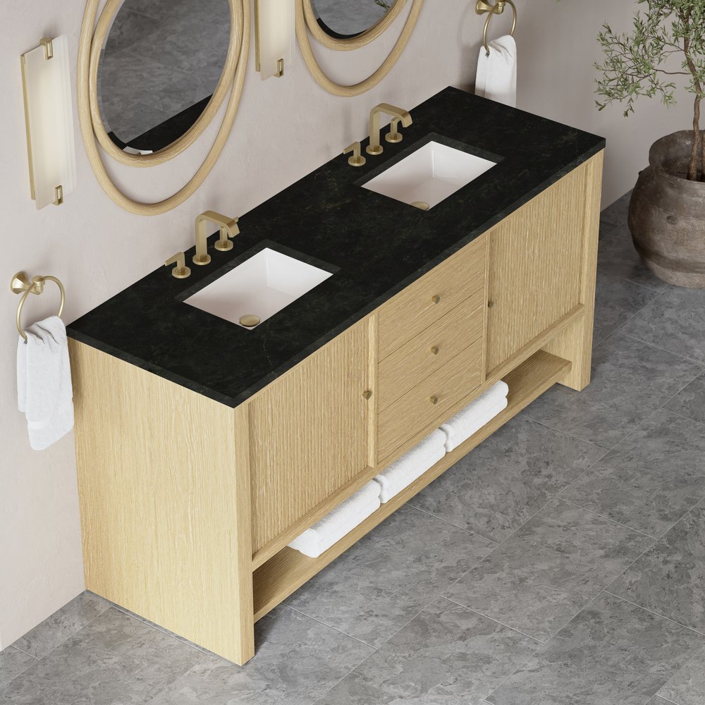 James Martin - Marigot 72" Double Vanity, Sunwashed Oak, w/ 3 CM Phantome Eclos Top - D404-V72-SWO-3PHT view 7