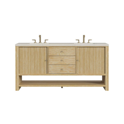 James Martin - Marigot 72" Double Vanity, Sunwashed Oak, w/ 3 CM Siberian Silestone Top - D404-V72-SWO-3SFR view 1