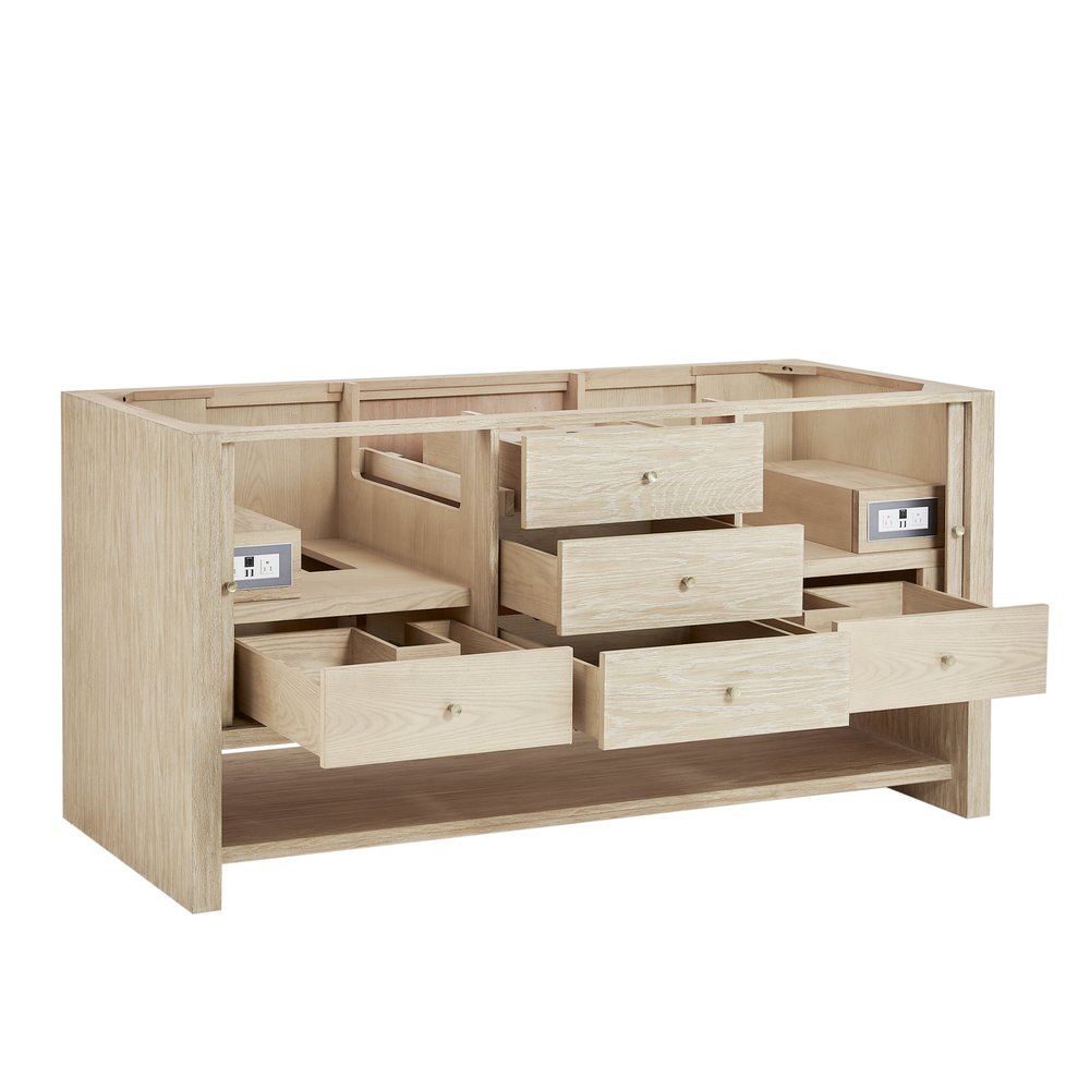 James Martin - Marigot 72" Double Vanity, Sunwashed Oak, w/ 3 CM Siberian Silestone Top - D404-V72-SWO-3SFR view 8