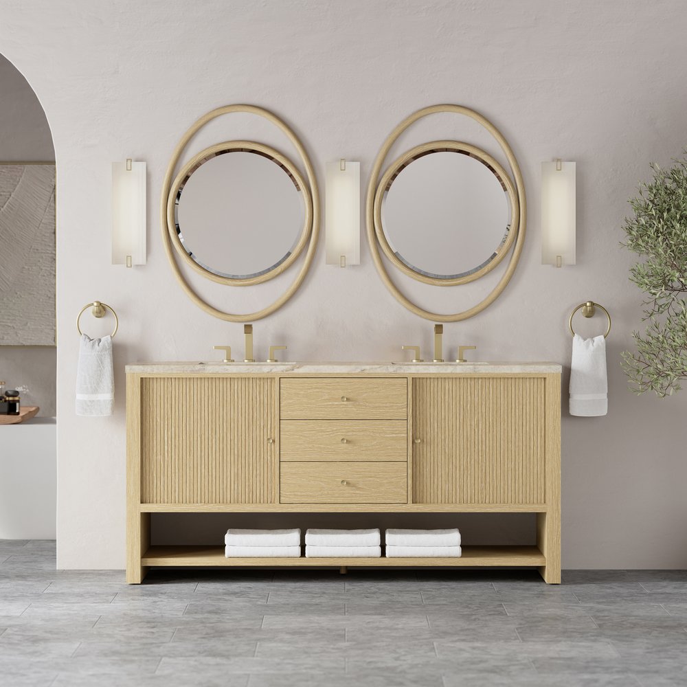 James Martin - Marigot 72" Double Vanity, Sunwashed Oak, w/ 3 CM Tajnar Eclos Top - D404-V72-SWO-3TJR view 3